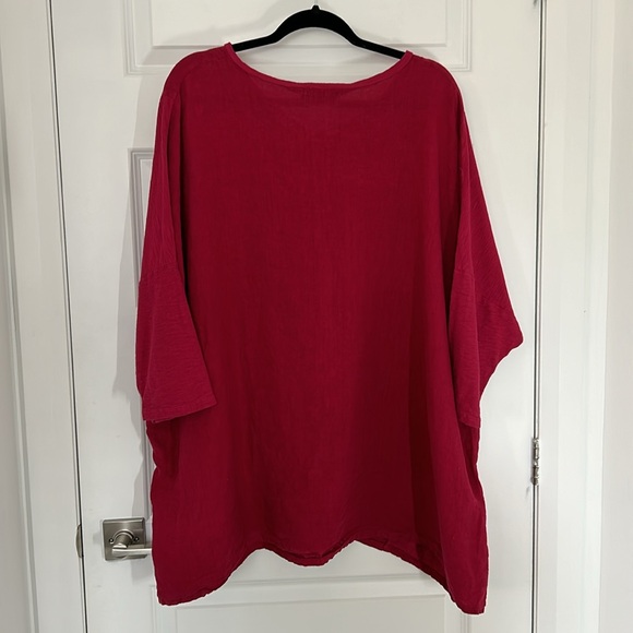 MOTION - lagen look pink top oversize onesize (see measures) linen blend vintage - Picture 7 of 7